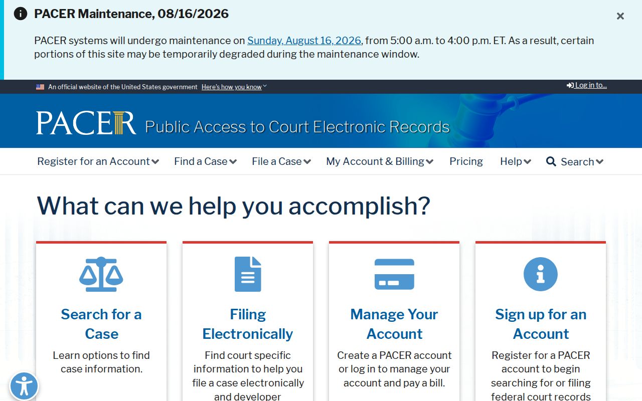 England court docket comparison with federal PACER access