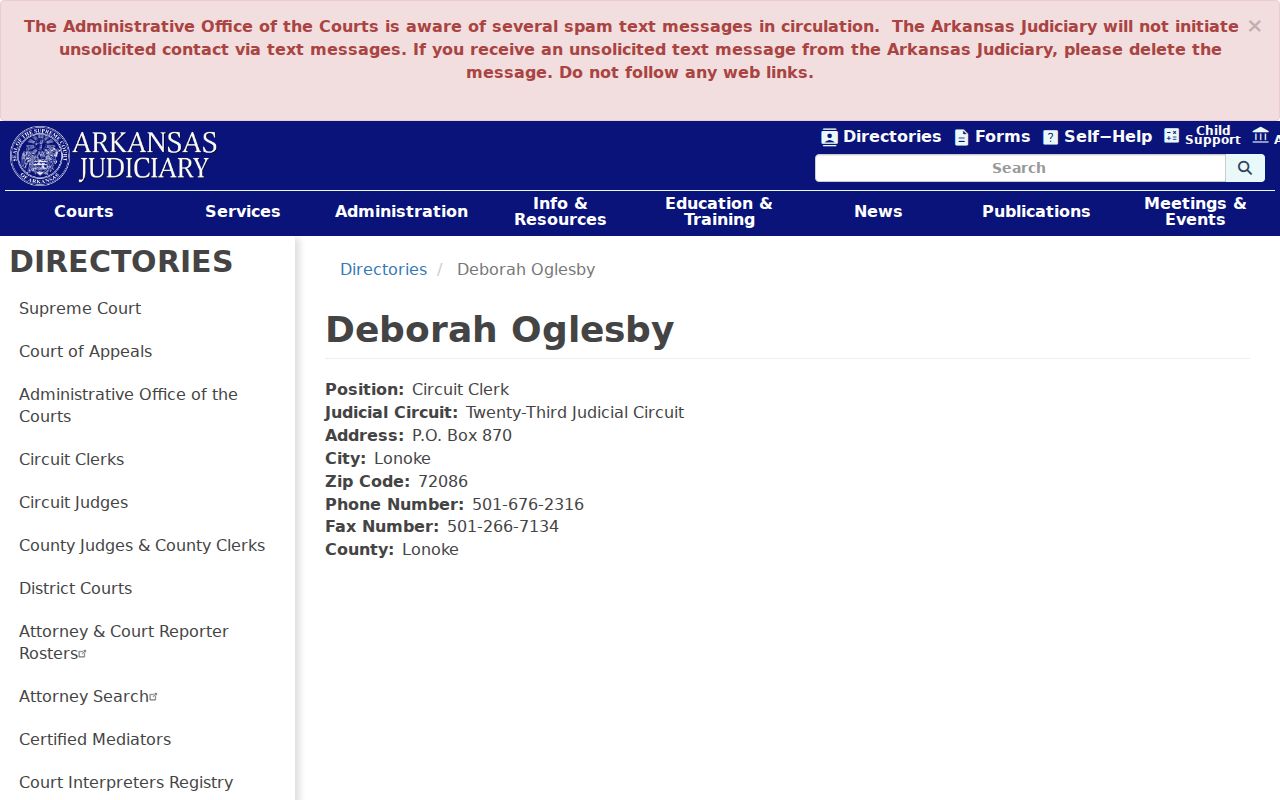 Lonoke County court docket clerk-specific official entry