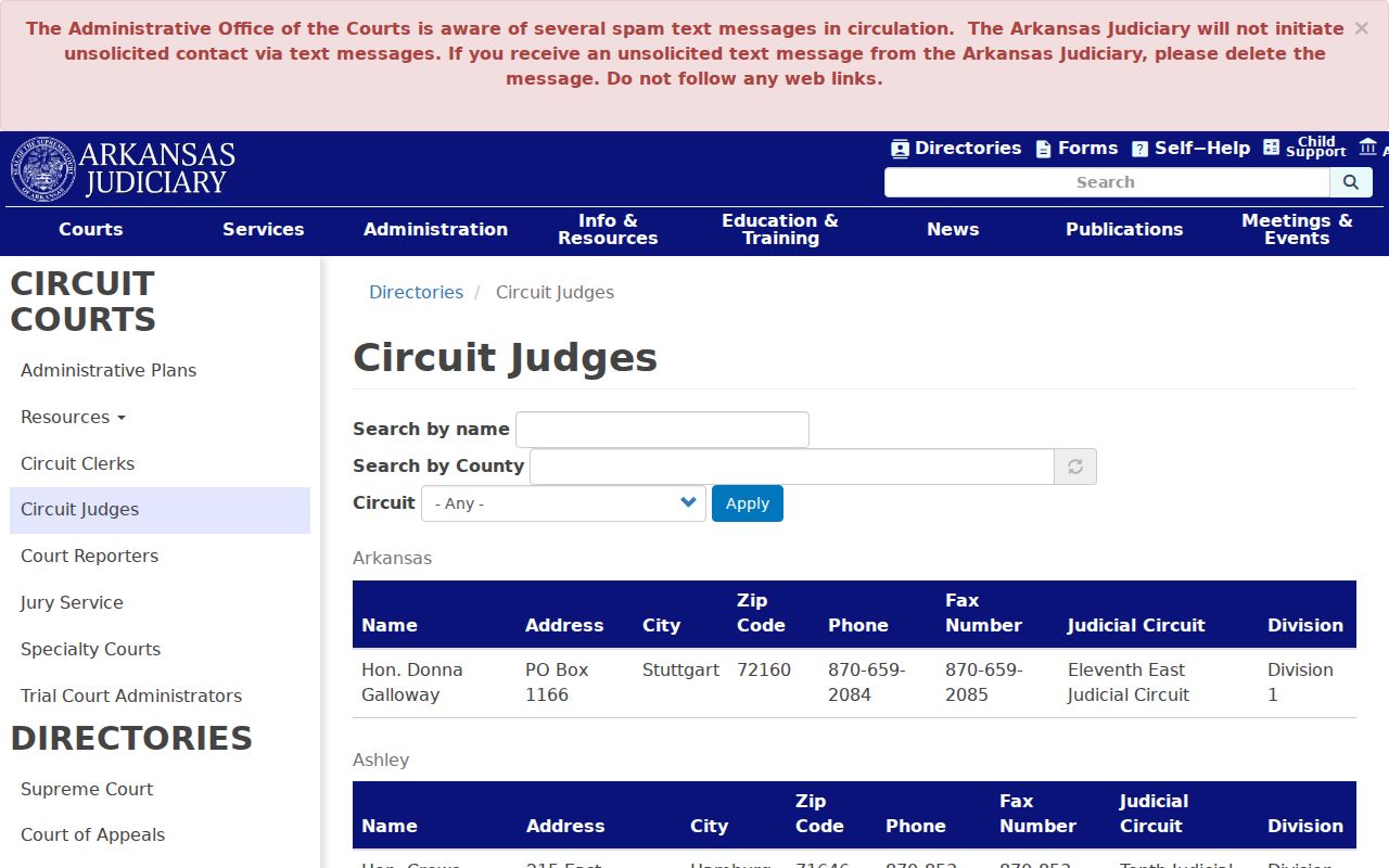 Lonoke County court docket circuit judge directory