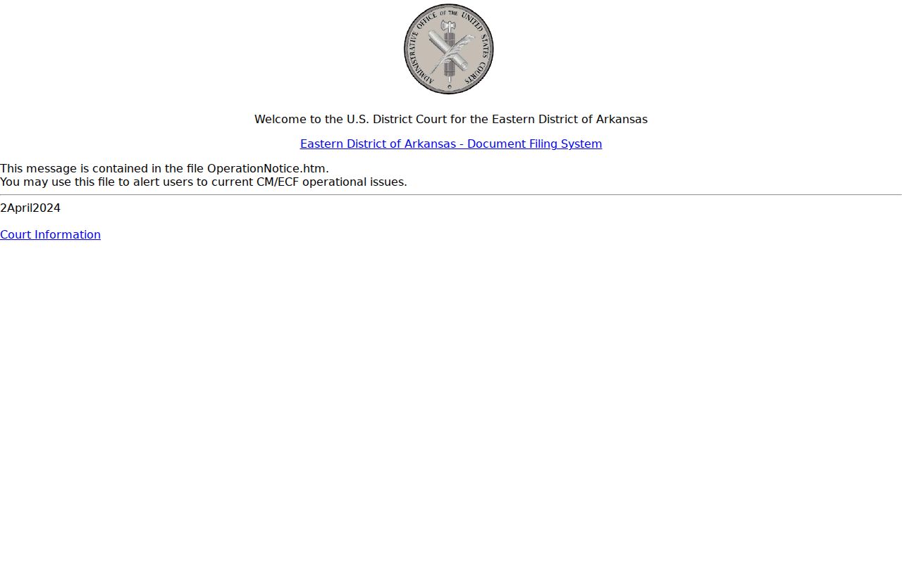 Lonoke court docket federal CM ECF record channel